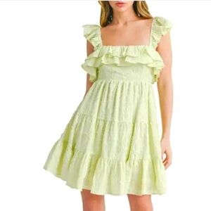 new All in Favor Light Green Ruffle Dress pistachio green large